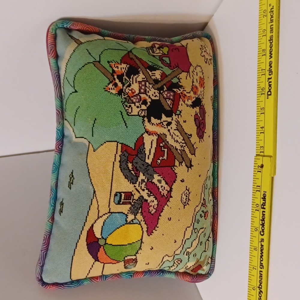 Sunbathing Cats at the Beach Needlepoint Pillow